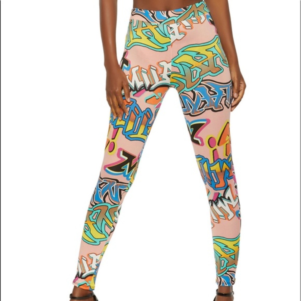 Graffiti Y2K 90's Pink Stretch Airbrush Word Letter Art Legging size Medium